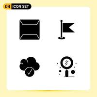 Thematic Vector Solid Glyphs and Editable Symbols of documents data flag world scan Editable Vector Design Elements