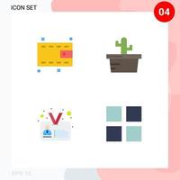 4 Thematic Vector Flat Icons and Editable Symbols of wallet user cactus id layout Editable Vector Design Elements