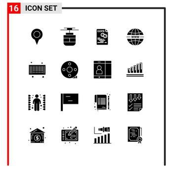16 Solid Glyph concept for Websites Mobile and Apps bar system data security secure Editable Vector Design Elements