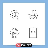 Line Pack of 4 Universal Symbols of arrow server arrow cloud closet Editable Vector Design Elements