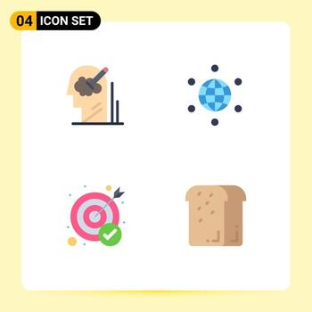 4 concepto de icono plano para sitios web móviles y aplicaciones mente objetivo idea globo objetivo elementos de diseño vectorial editables vector