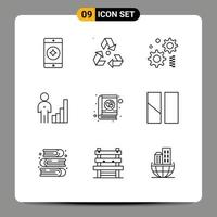 9 Creative Icons Modern Signs and Symbols of love management cogwheel graph chart Editable Vector Design Elements