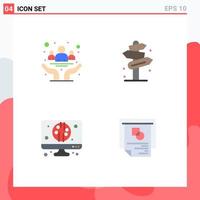 Pack of 4 creative Flat Icons of awareness street day direction computer Editable Vector Design Elements