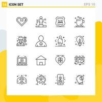 Set of 16 Modern UI Icons Symbols Signs for driver cup explanation drink privacy Editable Vector Design Elements