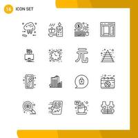 Stock Vector Icon Pack of 16 Line Signs and Symbols for hacker development spa develop browser Editable Vector Design Elements