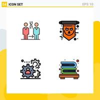 Modern Set of 4 Filledline Flat Colors and symbols such as dna spooky hospital halloween people Editable Vector Design Elements