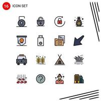 User Interface Pack of 16 Basic Flat Color Filled Lines of horror board arrow sponsor marketing Editable Creative Vector Design Elements