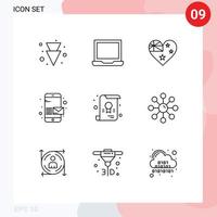 User Interface Pack of 9 Basic Outlines of dry skin diploma flag certificate phone Editable Vector Design Elements