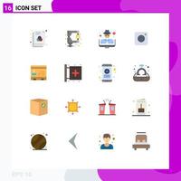 Pictogram Set of 16 Simple Flat Colors of business social hacker photo camera Editable Pack of Creative Vector Design Elements