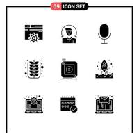 Set of 9 Modern UI Icons Symbols Signs for store tree mic nature fall Editable Vector Design Elements