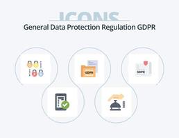 gdpr flat icon pack 5 diseño de iconos. documento. carpeta. seguridad. expediente. datos vector