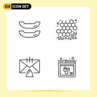 4 Creative Icons Modern Signs and Symbols of boat email honey bell browser Editable Vector Design Elements