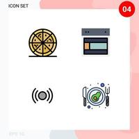 Stock Vector Icon Pack of 4 Line Signs and Symbols for fast food signal layout website ux Editable Vector Design Elements