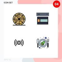 paquete de iconos de vector de stock de 4 signos y símbolos de línea para diseño de señal de comida rápida sitio web ux elementos de diseño de vector editables