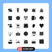 Universal Icon Symbols Group of 25 Modern Solid Glyphs of salad food network present ribbon Editable Vector Design Elements