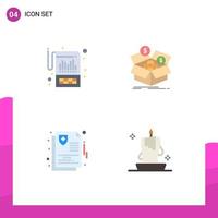 Editable Vector Line Pack of 4 Simple Flat Icons of account growth reporting box health Editable Vector Design Elements