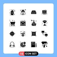 Pictogram Set of 16 Simple Solid Glyphs of graphic drawing inbox designing delivery Editable Vector Design Elements