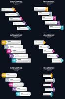 plantilla de diapositiva de presentación del paquete de infografías vectoriales 6 diagramas de ciclo de 5 pasos y líneas de tiempo vector