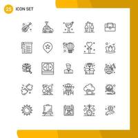 Set of 25 Modern UI Icons Symbols Signs for suitcase signs cocktail washroom love Editable Vector Design Elements