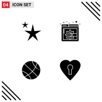 4 Solid Glyph concept for Websites Mobile and Apps abstract love display page content gym Layer 1 Editable Vector Design Elements