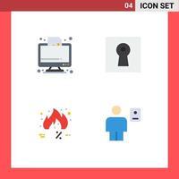 Universal Icon Symbols Group of 4 Modern Flat Icons of business friday graph lock hot Editable Vector Design Elements