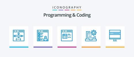 Programming And Coding Blue 5 Icon Pack Including . development. news. develop. Creative Icons Design vector