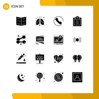 Universal Icon Symbols Group of 16 Modern Solid Glyphs of iftar sport call exercise todo Editable Vector Design Elements