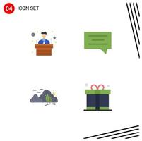 Set of 4 Modern UI Icons Symbols Signs for conference nature bubble mountain gift Editable Vector Design Elements