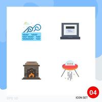Set of 4 Commercial Flat Icons pack for water flame holder website space Editable Vector Design Elements