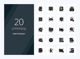 20 Data Protection Solid Glyph icon for presentation vector