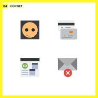 Flat Icon Pack of 4 Universal Symbols of devices browser equipment credit develop Editable Vector Design Elements