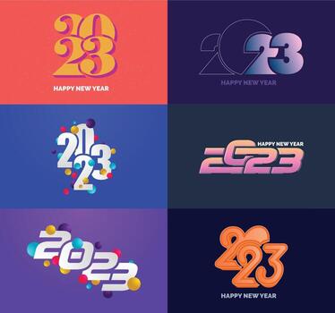 Big Set of 2023 Happy New Year logo text design 2023 number design template vector