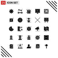 Set of 25 Modern UI Icons Symbols Signs for layout design recreation hd aspect ratio Editable Vector Design Elements