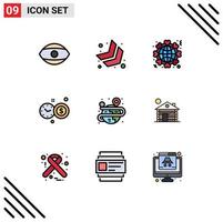 Set of 9 Modern UI Icons Symbols Signs for globe creative heart speedometer clock Editable Vector Design Elements