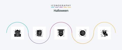 Halloween Glyph 5 Icon Pack Including bird. halloween. scary. eye. skull vector