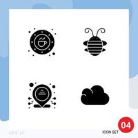 User Interface Pack of 4 Basic Solid Glyphs of bean ladybug drink beetle dedicated Editable Vector Design Elements