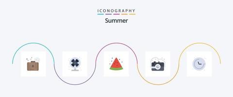 paquete de iconos de 5 pisos de verano que incluye la ubicación. Brújula. Fruta. fotografía. antiguo vector