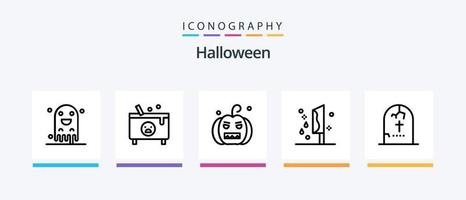 Halloween Line 5 Icon Pack Including holiday. easter. horror. cross. rip. Creative Icons Design vector