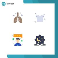 4 Thematic Vector Flat Icons and Editable Symbols of pollution feedback lung drying moon Editable Vector Design Elements