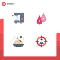 Modern Set of 4 Flat Icons Pictograph of coffee chinese food machine liquid fast Editable Vector Design Elements