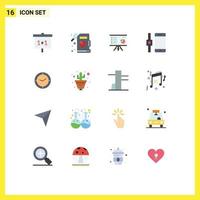 Flat Color Pack of 16 Universal Symbols of time smartphone business smart watch report Editable Pack of Creative Vector Design Elements