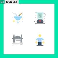 4 Creative Icons Modern Signs and Symbols of champaign australia glass cooking citysets Editable Vector Design Elements