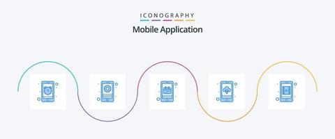 paquete de iconos azul 5 de aplicaciones móviles que incluye medios móviles. agenda. nube. aplicación vector