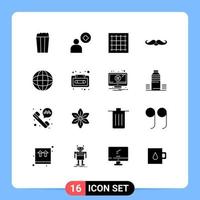 Pictogram Set of 16 Simple Solid Glyphs of chemistry men drawing male hipster Editable Vector Design Elements