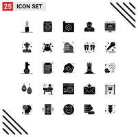 Universal Icon Symbols Group of 25 Modern Solid Glyphs of online shop old man connect father file Editable Vector Design Elements