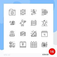 Set of 16 Modern UI Icons Symbols Signs for advantage transport day shopping logistic Editable Vector Design Elements