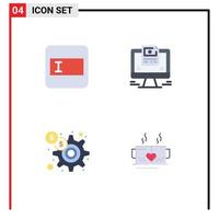 4 Creative Icons Modern Signs and Symbols of form gear screen website tea Editable Vector Design Elements