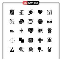 25 Universal Solid Glyphs Set for Web and Mobile Applications coins favorite room like heart Editable Vector Design Elements