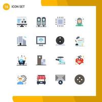 Set of 16 Modern UI Icons Symbols Signs for skyscraper building gadget technologist specialist Editable Pack of Creative Vector Design Elements