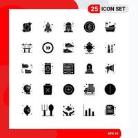 Pack of 25 creative Solid Glyphs of clean signal science connection woman Editable Vector Design Elements